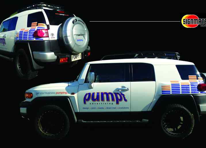 pumpt advertising car graphic