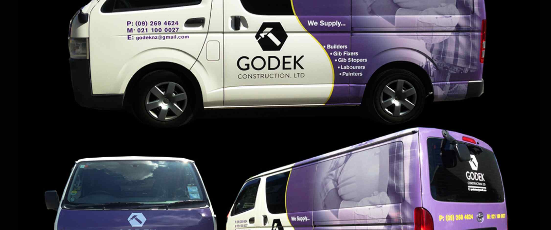 Toyota Hiace commercial graphic, 3M vinyl cutting, full car wrapping, high quality digital print and cut, air release laminating