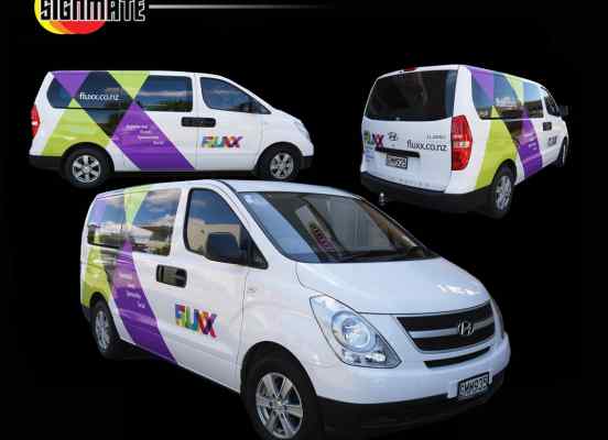 Hyundai van commercial graphic, 3M vinyl cutting, full car wrapping, high quality digital print and cut, air release laminating