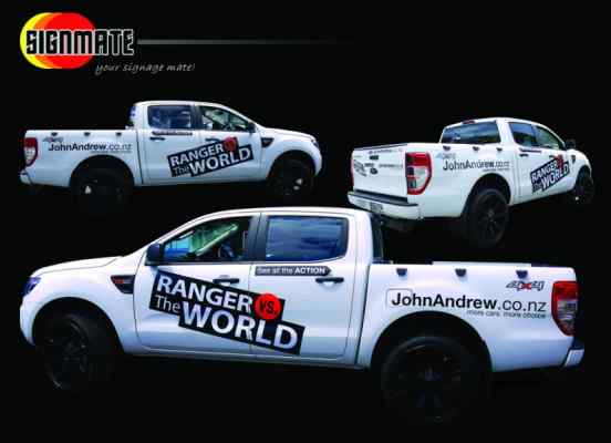 Commercial graphic, 3M vinyl cutting, full car wrapping, high quality digital print and cut, air release laminating, Ford Ute promotion