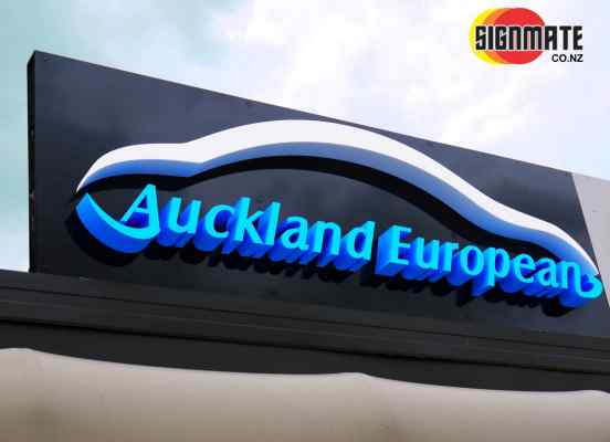 3D cutting, white & blue PVC, building signage, back sticker, finished polish